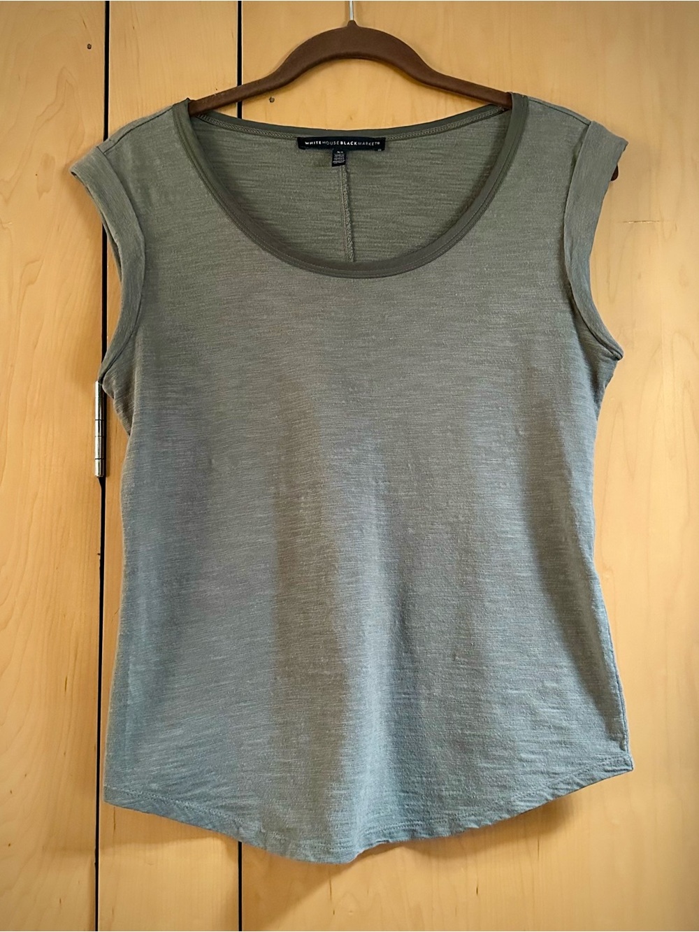 White House Black Market Olive Green Cap Sleeve Knit Muscle Tank Top XS